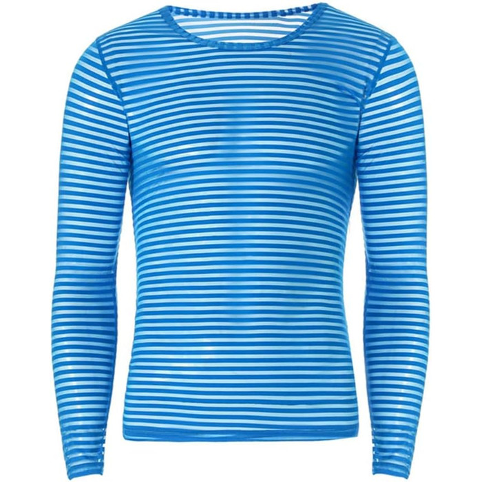 Чоловіча футболка з прозорою смугастою тканиною, білий колір (M, блакитний)