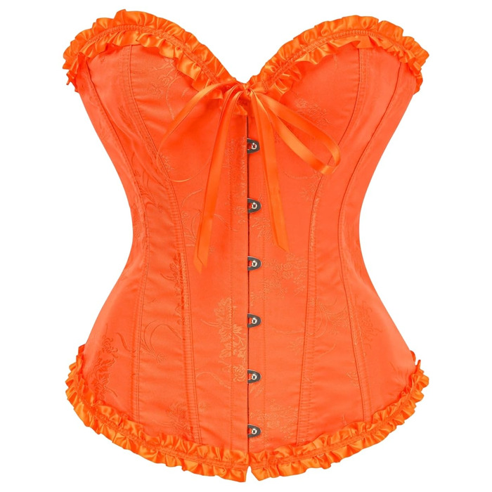 Корсет жіночий KUOSE з нагрудником, великі розміри S-6XL, чорний (30-32, помаранчевий)