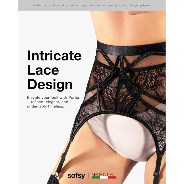 Сорочки-стрінги Softy з мереживом, чорні, розмір XXL. Стрінги з застібками для панчіх.