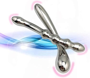 Анальний масажер з нержавіючої сталі з двома головками для стимуляції G-точки та простати. Підходить для чоловіків та жінок.