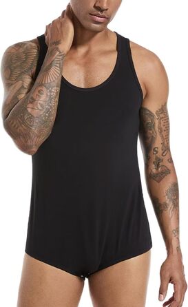 Чоловічий безрукавний боді-піжама Landofgenie з бавовни, чорний, розмір M