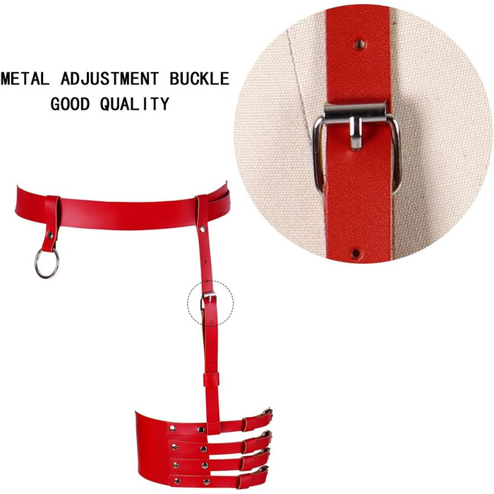 Жіночий шкіряний корсет для ніг, стрінг, пояс для панчіх, регульований, боді, кеш, панчохи, червоний