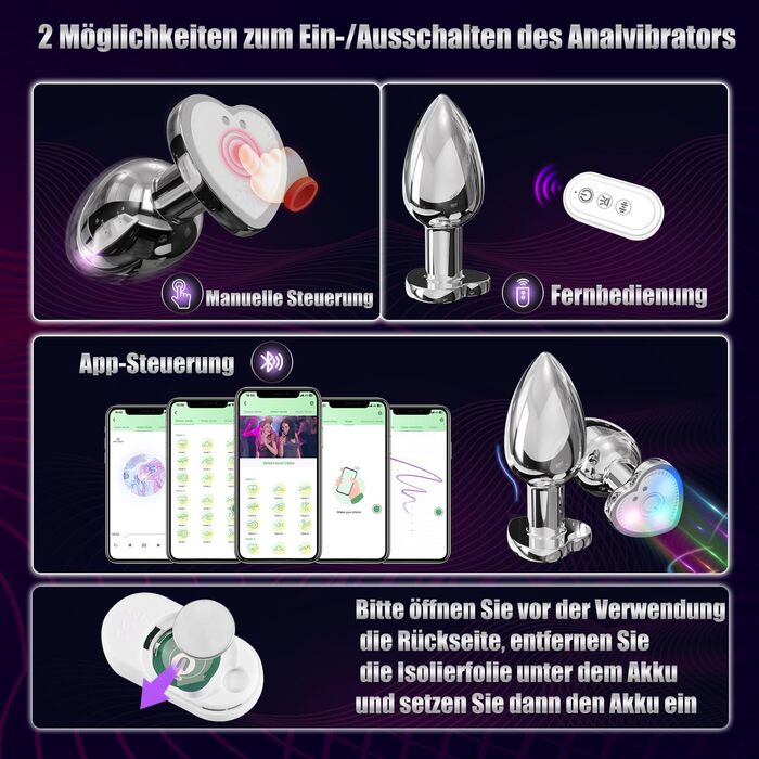 Вібратор для анусу Analspielzeuge з 9 режимами вібрації, стимуляція простати, для чоловіків та жінок (маленький)
