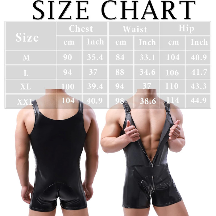 Чоловічі шорти QiaTi без рукавів, лосини на блискавці з екошкіри, боді з 2 кишенями, для повсякденного та клубного стилю, чорний, XL