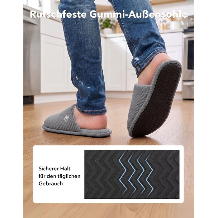Чоловічі в'язані домашні капці EverFoams з ефектом пам'яті (Memory Foam), темно-сірі, розмір 40/41 EU