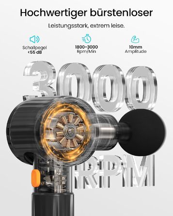 Перкусійний масажер Napre Massage Gun з подовжувачем та 3 кутами нахилу для спини, шиї та плечей, чорний