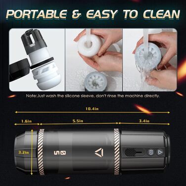 Електричний секс-іграшка для чоловіків: вібраційний статевий мультик з 3D-вагіною, чорний, XXL