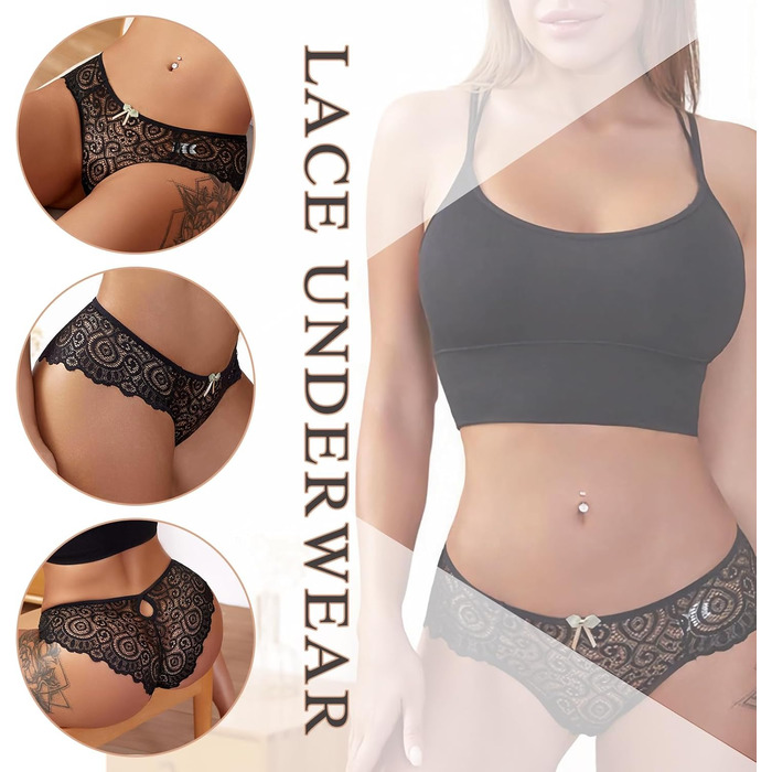 5-Piece Set Танга для жінок з мережива, сексуальна білизна, під одяг, труси, танга, дихаючі, безшовні, гіпстер, бікіні, панчіхи, спідня білизна, набір, розмір M