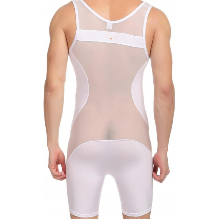 Сексуальний комплект нижньої білизни для перевдягання: халат та прозорі штани для чоловіків (білий, XL)