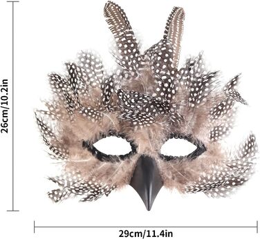 Венеціанська маска для жінок та чоловіків, маска для маскараду, маска з пір'ям, маска ворон для карнавалу, Фашинг, Хелловін, косплей, аксесуари до костюма (коричнева)
