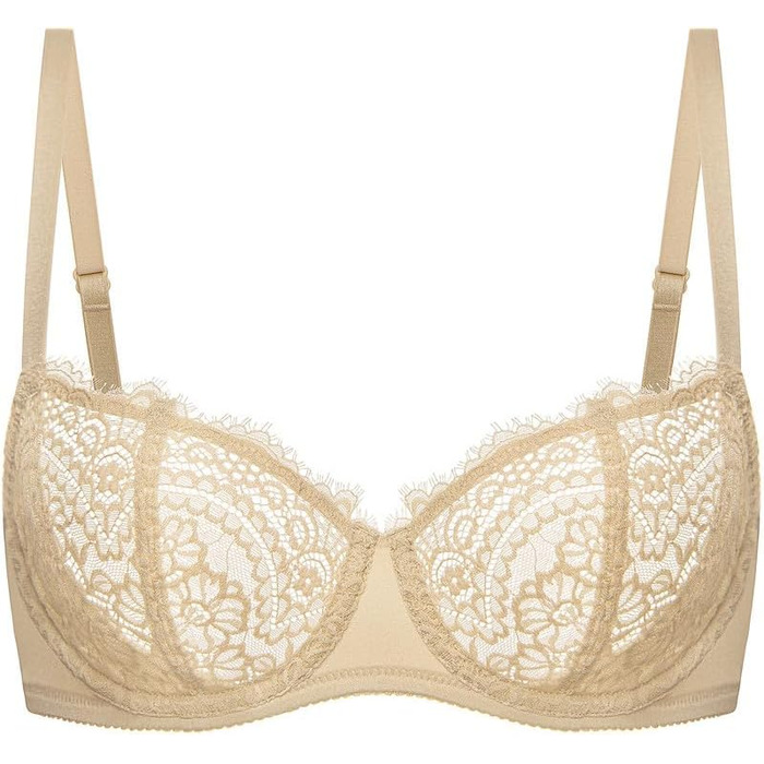 Бюстгальтер Balconette Deyllo для жінок з кісточками, push-up, Dirndl, мереживо, великі розміри, м'які чашечки, бралетт, глибокий виріз, сексуальний, без підкладки (нюдовий, 85C)