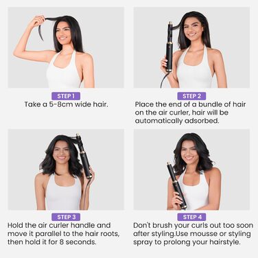 Мультистайлер для волосся 5 в 1 MogaWave Airstyler Pro 1000W: фен-щітка, плойка для локонів, об'ємний стайлер з іонізацією, чорний
