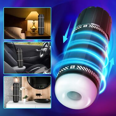 Електричний секс-іграшка для чоловіків: вібраційний статевий мультик з 3D-вагіною, чорний, XXL