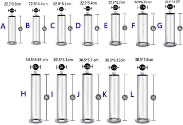 Аксесуар для помпи для пеніса Hmxseu: прозоре трубкове кільце з маркуванням для збільшення та стимуляції пеніса (22.9*3.9 см)