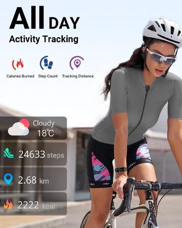 Фітнес-трекер Smart Watch для жінок та чоловіків, водонепроникний 5ATM, моніторинг SpO2, пульсу та сну, 20+ режимів тренувань, крокомір, чорний