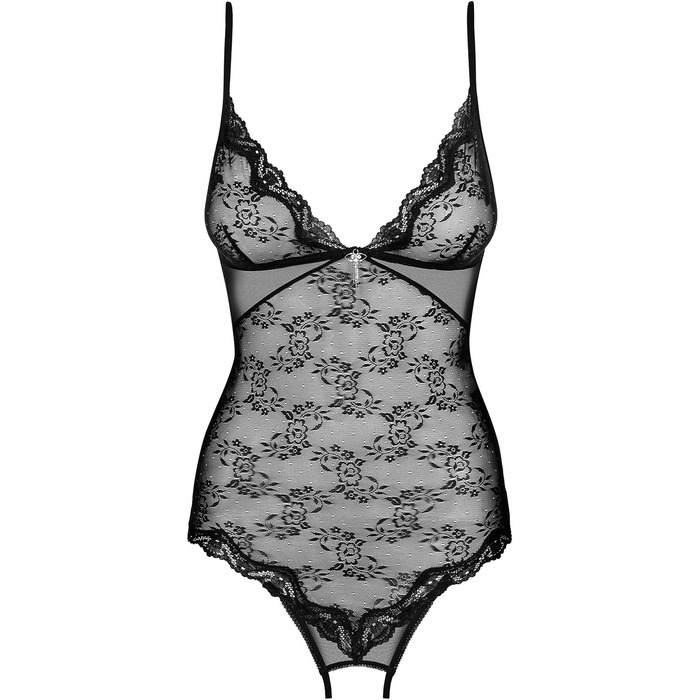 Сексуальний жіночий комплект спідньої білизни Selente Love & Fun: боді, відкритий боді та шовкова маска для очей. Зроблено в ЄС. Білий/відкритий, S-M, Чорний/квітковий сітка-відкритий