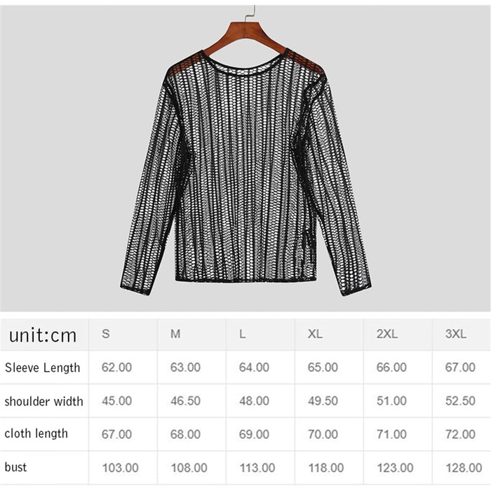 Чоловіча сітчаста футболка з прозорим дизайном для клубу/спортзалу, XXL