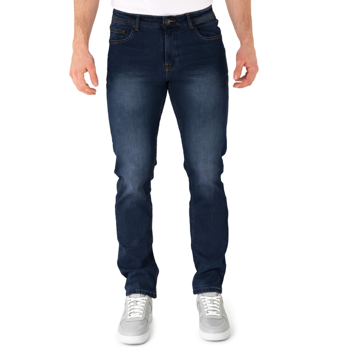 Чоловічі джинси BARBONS Regular Fit Stretch — класичні прямі штани преміум-якості для бізнесу та дозвілля, темно-сині (32W / 30L)