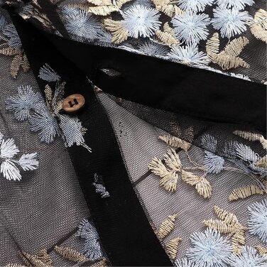 Чоловіча сорочка з коротким рукавом, квітковий вишитий мереживний топ, прозора сорочка, чорний колір, розмір XXXXX-Large