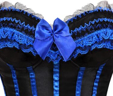 Жіноче корсетне бюстгальтер з мережива, повномірний, з кісточками, вінтажний корсет, корсаж, костюм на Хелловін, блакитний (M)