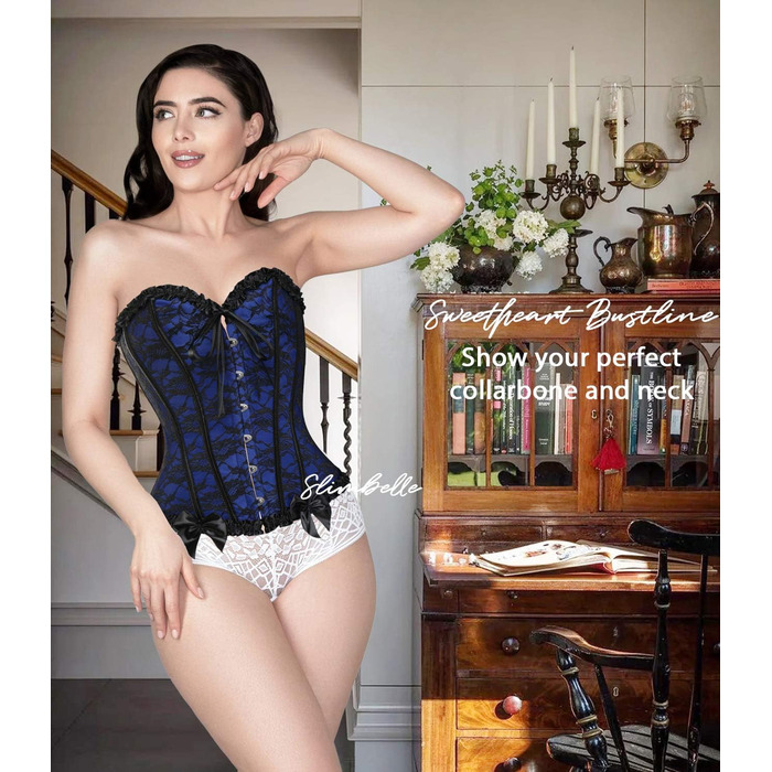 Корсетний топ SLIMBELLE для повних грудей: готичний корсет з мереживом та еко-шкіри, бюстгальтер-корсет з тангі, сталеві кісточки