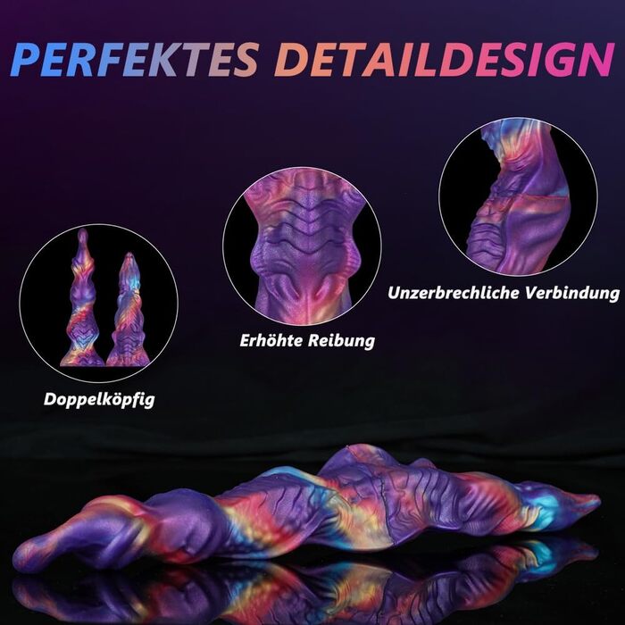 Анальний стимулятор з силікону Hmxseu Monster Doppeldildo - подвійний дildo, 34 см, для жінок, чоловіків, пар