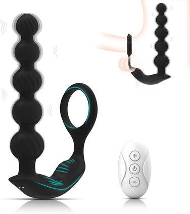 Анальні вібратори для чоловіків NAIXBTY з простатичним масажером, кільцем для пеніса та анальними кульками. 10 режимів вібрації, Butt Plug, секс-іграшки для чоловіків