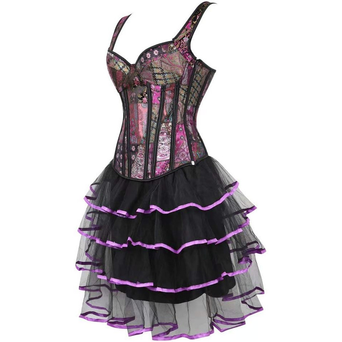 Сукня-корсет з корсетом, повний бюст, бретельки, блискавка, шнурівка, сексуальний фіолетовий колір