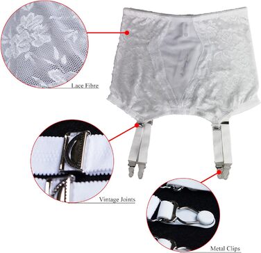 Гурток для шкарпеток TVRtyle з високою талією, 4 ремінці, металеві пряжки, пояс для шкарпеток (білий, L)