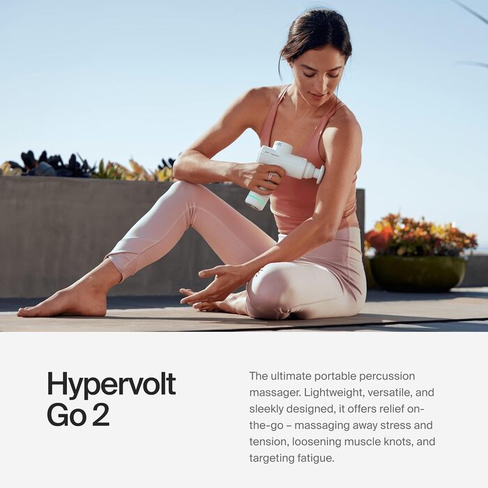 Перкусійний масажер Hyperice Hypervolt Go 2 для глибокого масажу тканин, чорно-білий