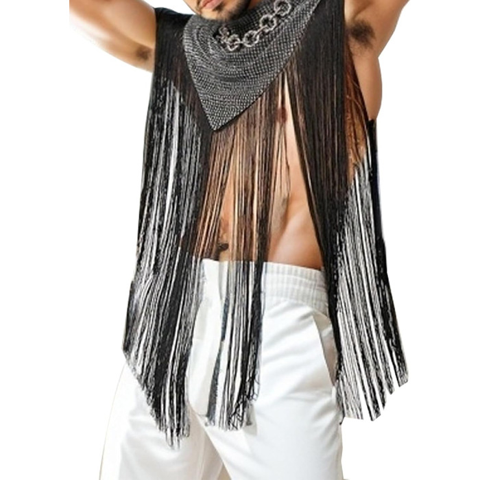 Чоловіча прозора сорочка AIEOE для клубу та вечірок, сіра, мереживна, тонкий мереживний топ (M)