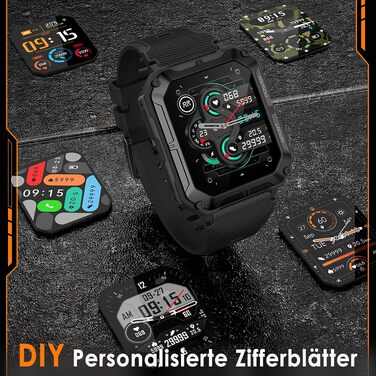 Тактичний смарт-годинник для чоловіків Military Watch: водонепроникний IP68, 1.83