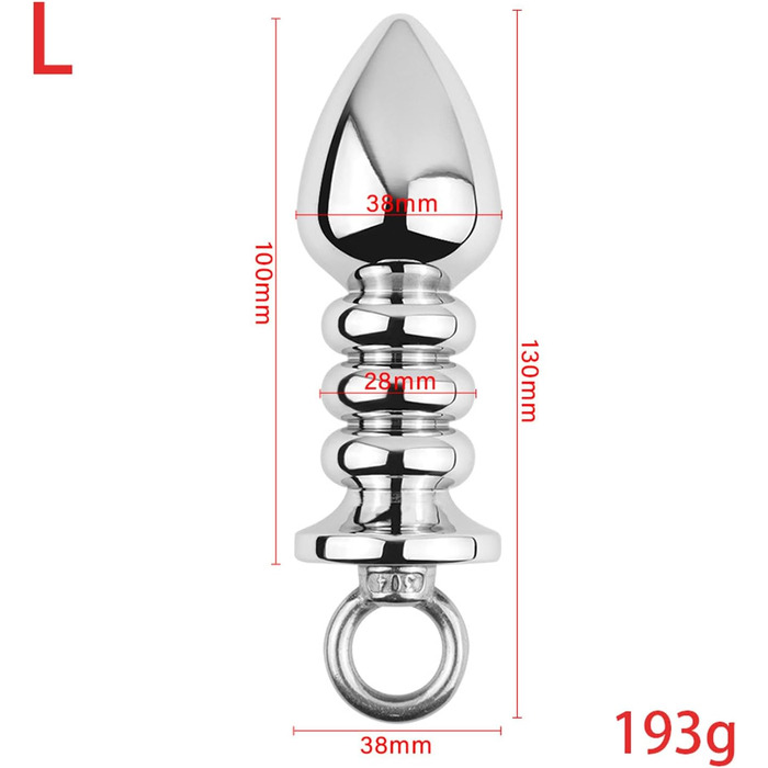 Анальний масажер Ruikan з кільцем для тяги, набір 3 шт. (S, M, L) - сталь, стимулятор G-точки, для жінок та чоловіків
