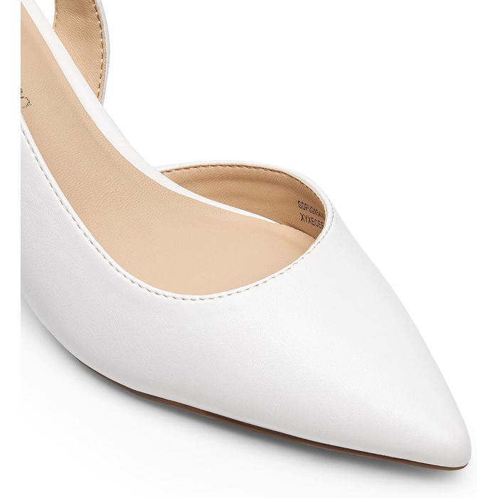 Жіночі туфлі-слінгбеки Dream Pairs на низьких підборах (kitten heels), білі, екошкіра, розмір 40 EU