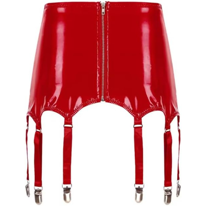 Жіночі стрічкоподібні стрічки для волосся, пояси, спідниці, шкіряні стрічки з металевими кліпсами, аксесуари для клубної моди, червоний колір, розмір 46