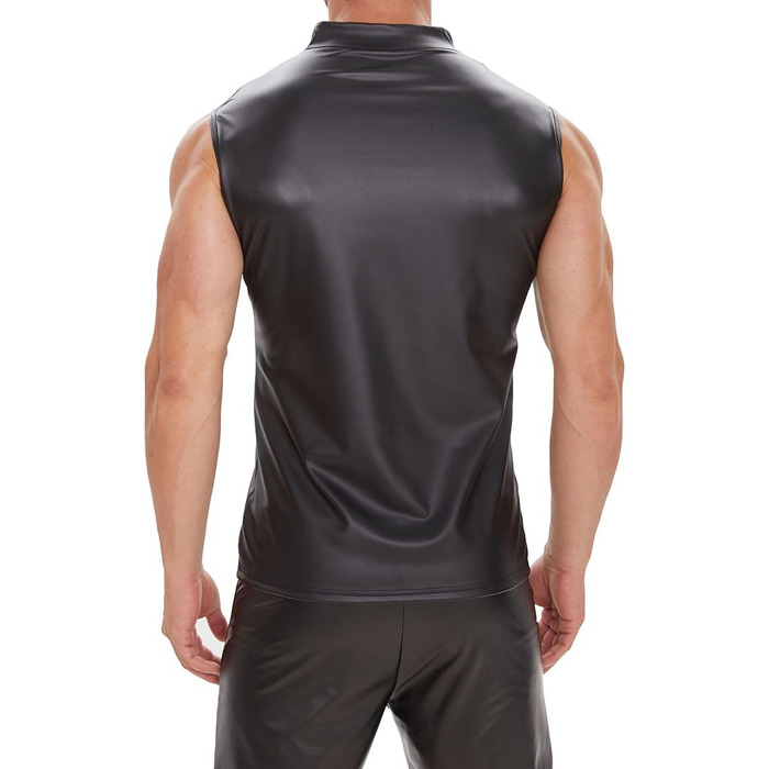 Чоловіча шкіряна жилетка Xokesy, без рукавів, на блискавці, для вечірок, чорна, M