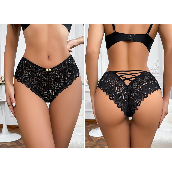 Слідки жіночі, 5 шт., безшовні, мереживні, сексуальні, чорні, розмір M