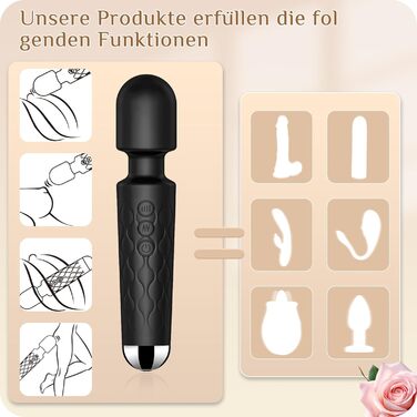 Вібратор дилда для жінок, G-spot, 8 режимів, стимулятор клітора, сексуальні іграшки (Рожевий, Чорний матовий)