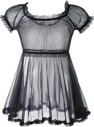 Прозора мереживна сукня-боді LittleForBig для дорослих та трансгендерів (Чорний, XXL)