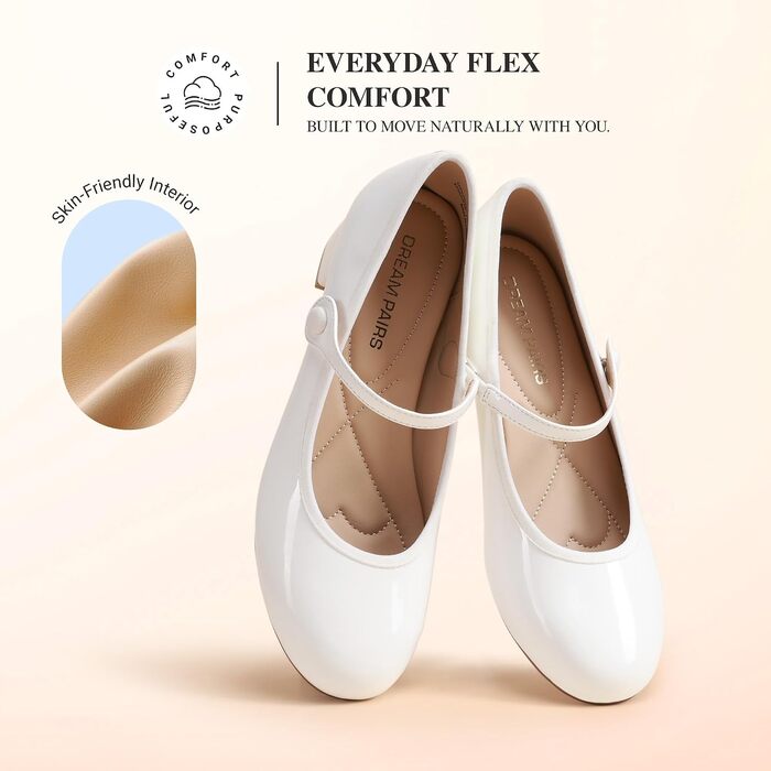 Жіночі туфлі Mary Jane від DREAM PAIRS, білі, розмір 43 EU