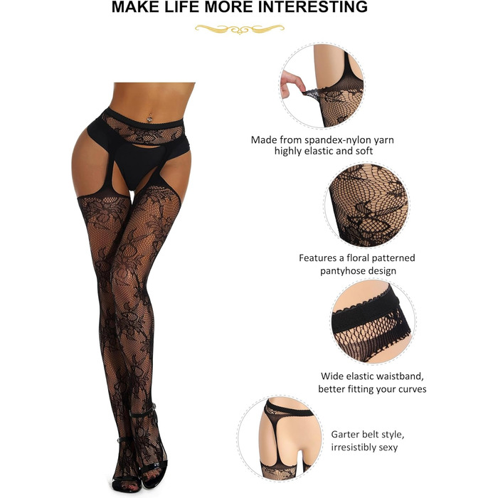 Чорні мереживні панчохи-шкарпетки для жінок, мереживні, мережисті легінси, висока талія, стрінг, чорно-червоні, L-XXL