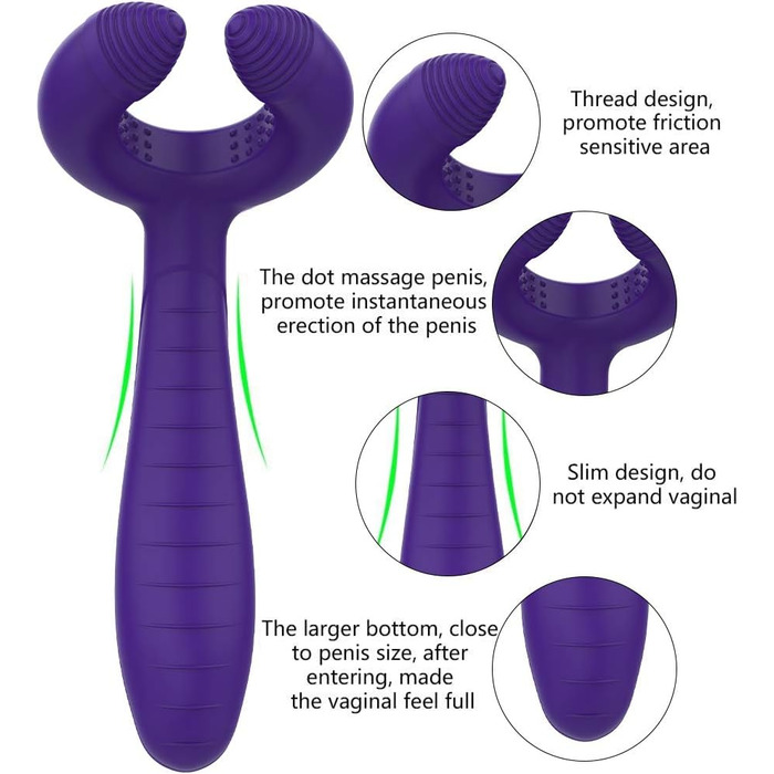 Силіконовий вібратор Enlove 7-в-1 для пар: кліторальний, G-точковий, анальний, масажер простати. Іграшки для дорослих для жінок та чоловіків