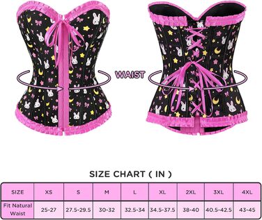 Корсет з мережива LittleForBig для жінок з шнурівкою, повномірний бюст, корсаж, бодішейпер, топ (3XL, чорний/рожевий)