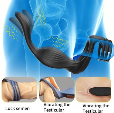 Масажер простати для чоловіків NAIXBTY з кільцем на пеніс та пультом керування, телескопічний вібратор, анальні вібратори, Butt Plug з 12 режимів вібрації та режимом штовхання. Іграшки для дорослих для чоловіків