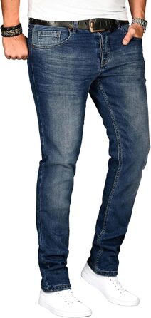 Чоловічі джинси Alessandro Salvarini Slim Fit з ефектом Washed, середньо-сині, стрейч (32W / 32L)