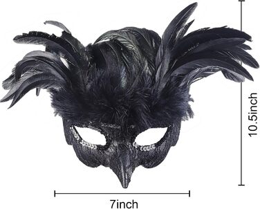 Венеціанська маска для жінок та чоловіків, маска для маскараду, чорна маска з пір'ям, маска ворона для карнавалу, Фашінгу, Хелловіну, косплею, аксесуари до костюма