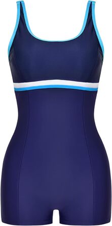 Жіночий спортивний купальник суцільний Racerback/U-Back, моделюючий тіло, темно-синій, розмір 38