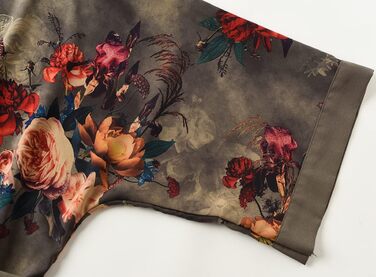 Жіночий халат кімоно Ledamon з кишенею, квітковий принт, чорно-сірий, універсальний розмір