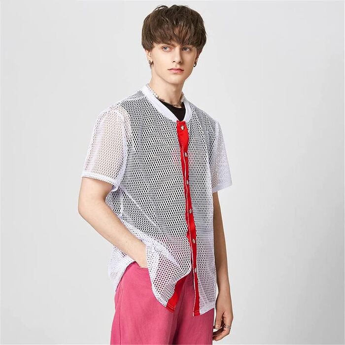 Чоловіча сорочка з мереживом та патчами в стилі American Style, короткий рукав