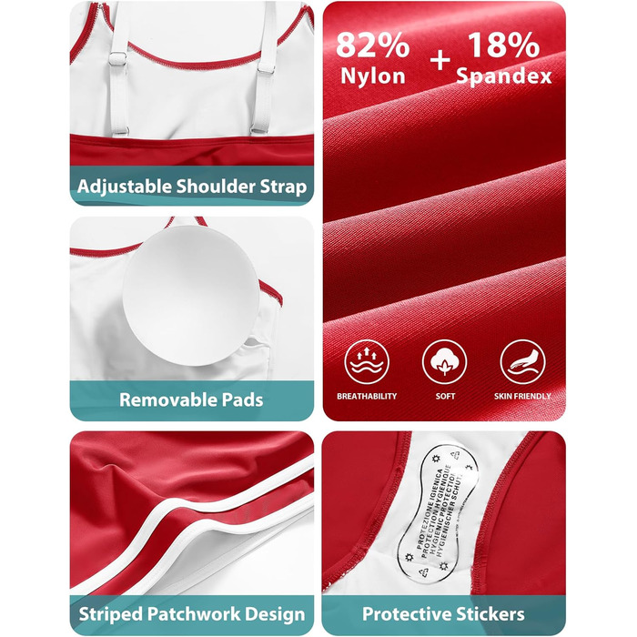 Бікіні Tuopuda для жінок: комплект з високою талією, шорти та топ з пуш-ап, спортивний двочастинний купальник, багряний колір, розмір M